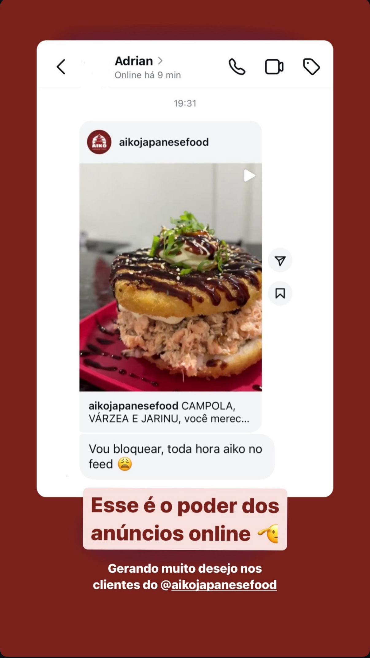 Post do feed do Aiko Japanese Food